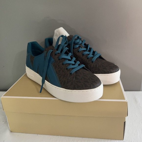 BRAND NEW MICHAEL KORS LAGOON BROWN SNEAKER SHOES SIZE 8 DISCONTINUED - Picture 1 of 4